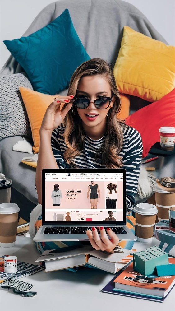 Ecommerce websites - woman holding a tablet showing an online clothing shop