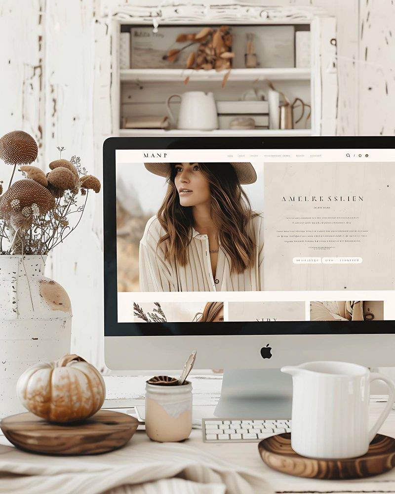 Website design in Kingsdown, Swindon - an iMac showing a fashion and lifestyle website on a styled desk