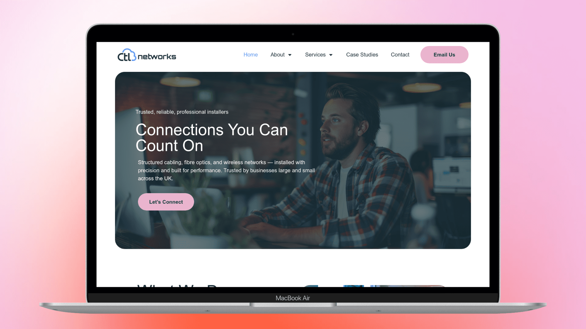 Website design in South Shields - the CIL Networks site displayed on a laptop