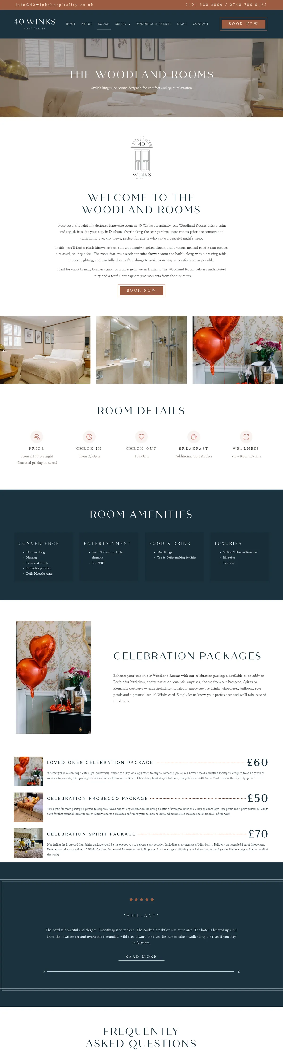 40 Winks Hospitality - Rooms page