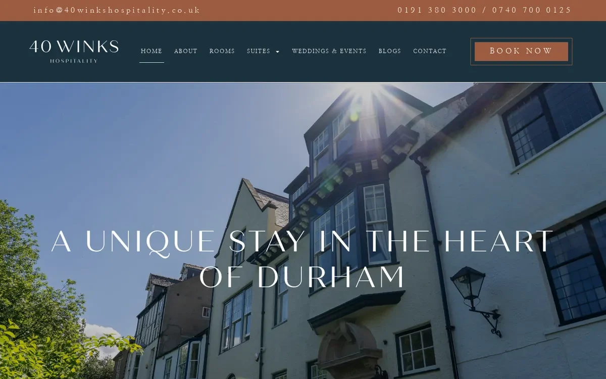 40 Winks Hospitality website designed by InfaCloud