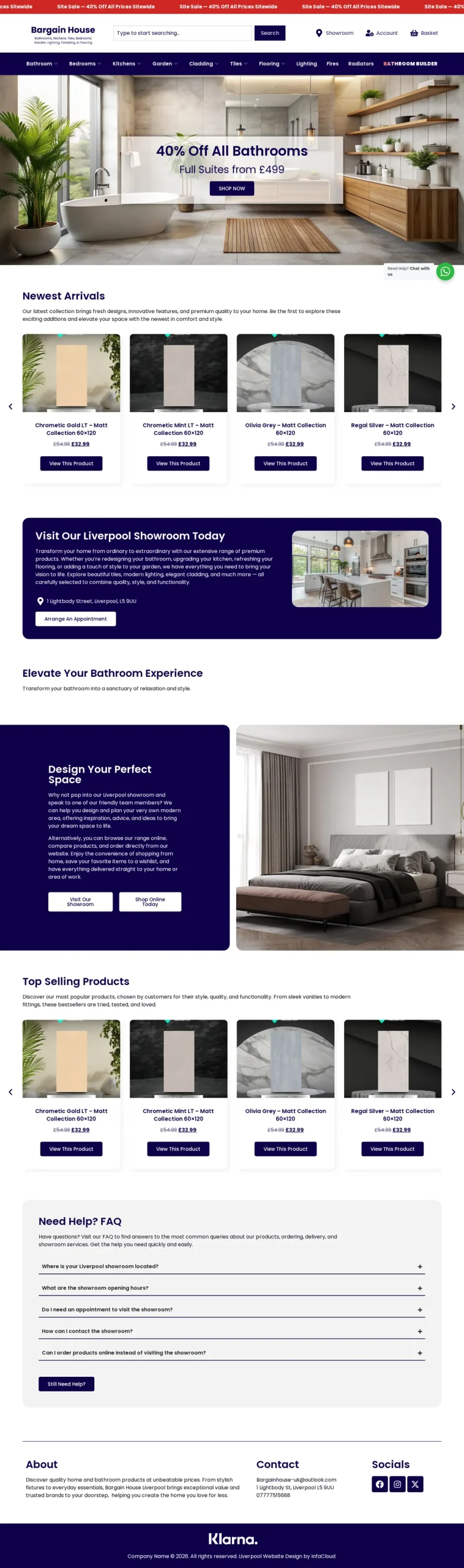 Bargain House website homepage on desktop, designed and built by InfaCloud