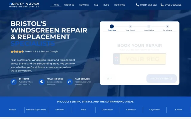 Bristol & Avon Windscreens website designed by InfaCloud
