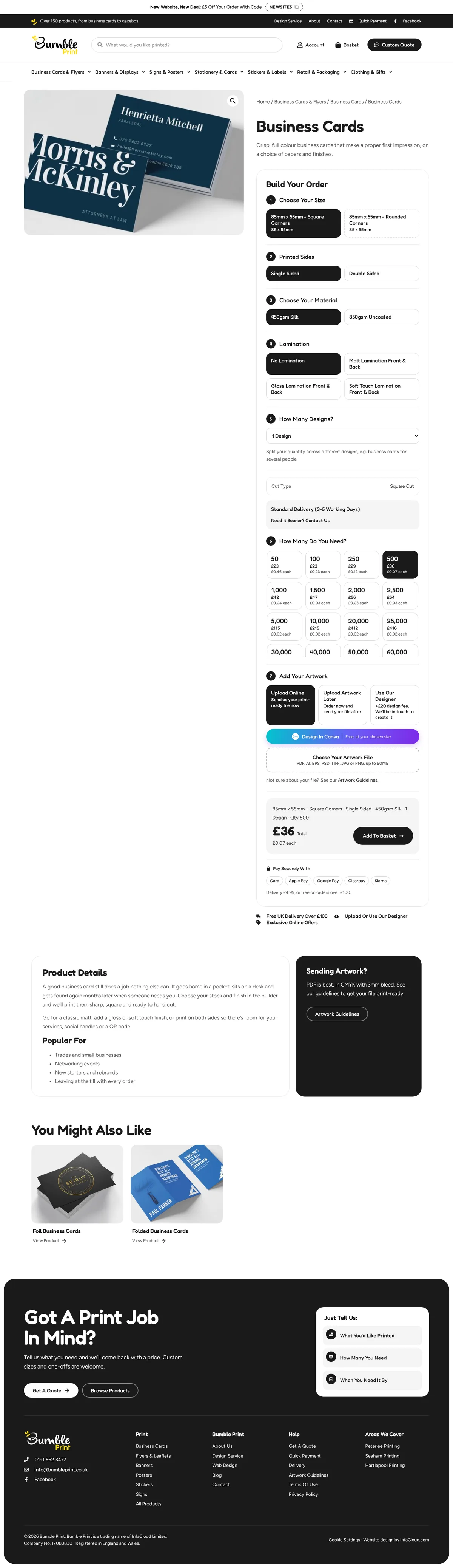 Bumble Print website page