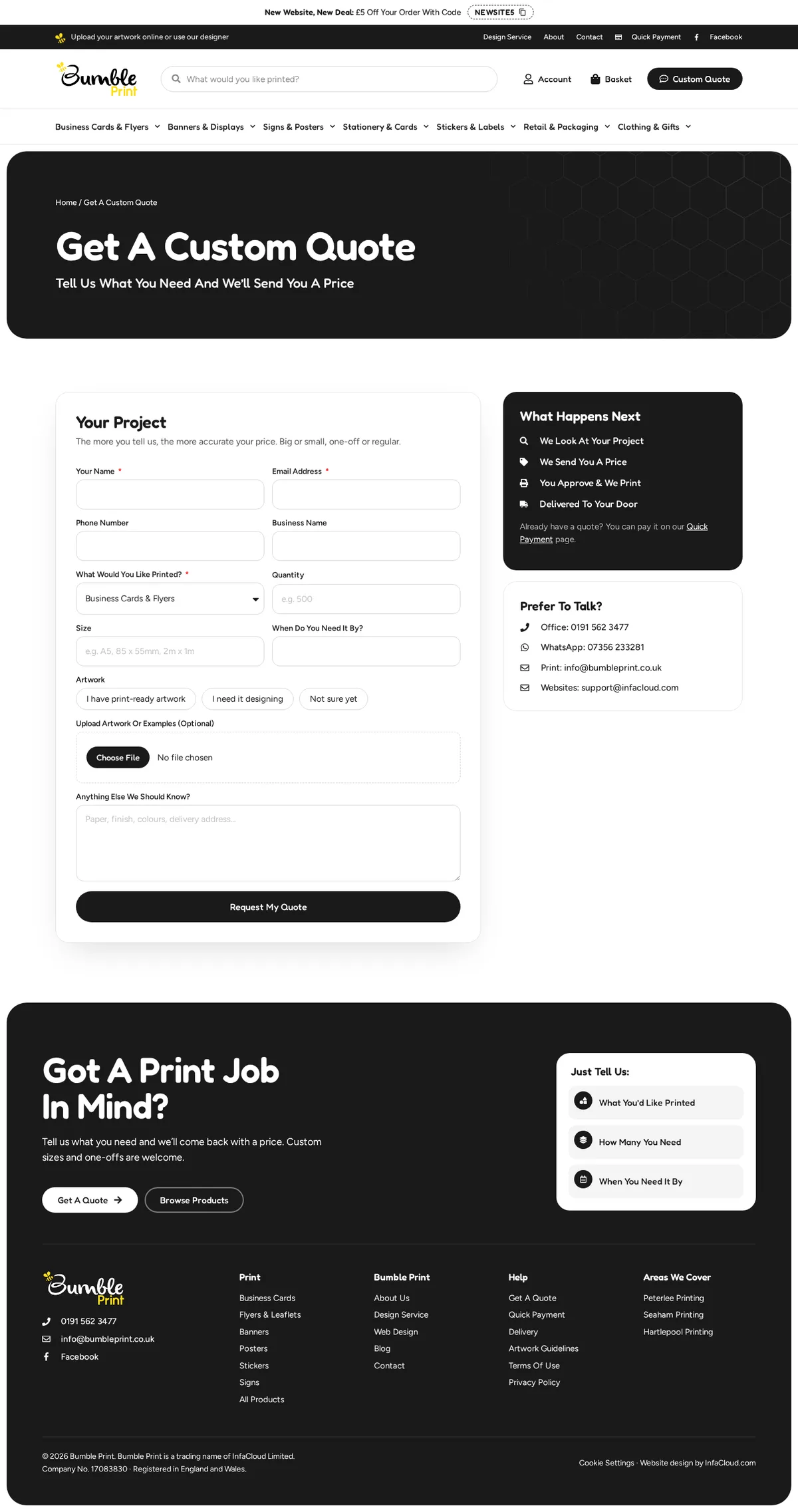 Bumble Print website page
