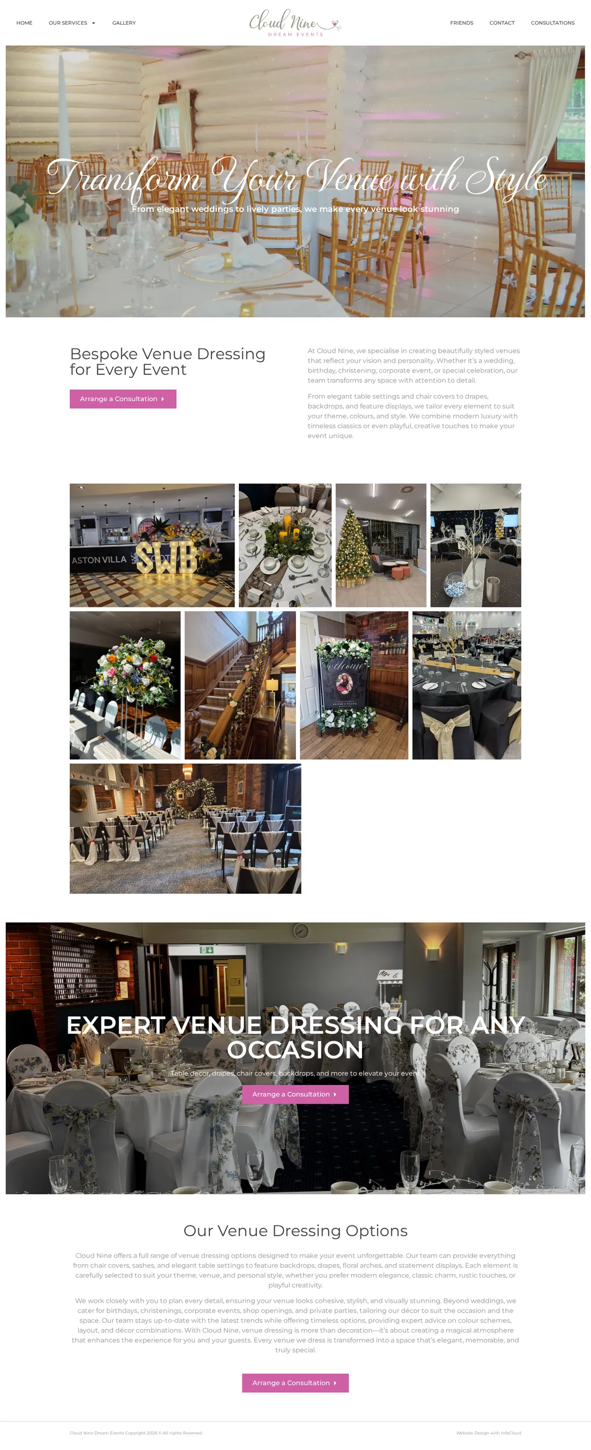 Cloud Nine Dream Events - Venue Dressing page