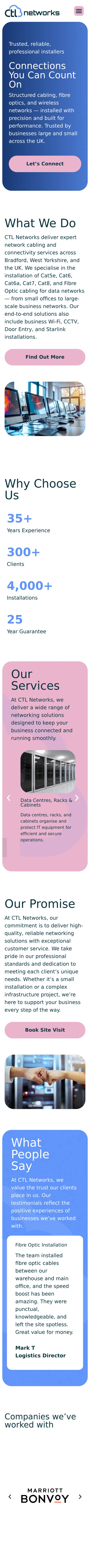 CTL Networks website on a mobile phone
