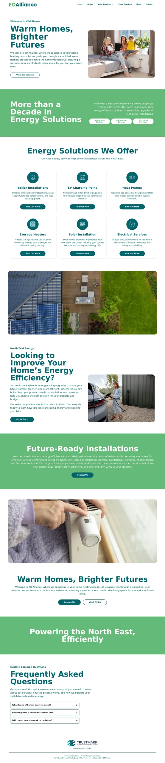 EO Alliance website homepage on desktop, designed and built by InfaCloud
