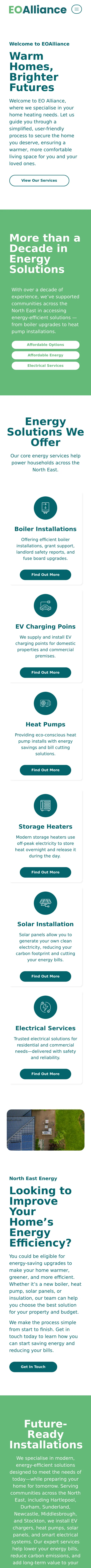 EO Alliance website on a mobile phone
