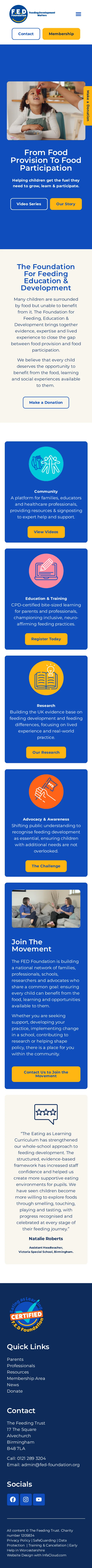 The FED Foundation website on a mobile phone