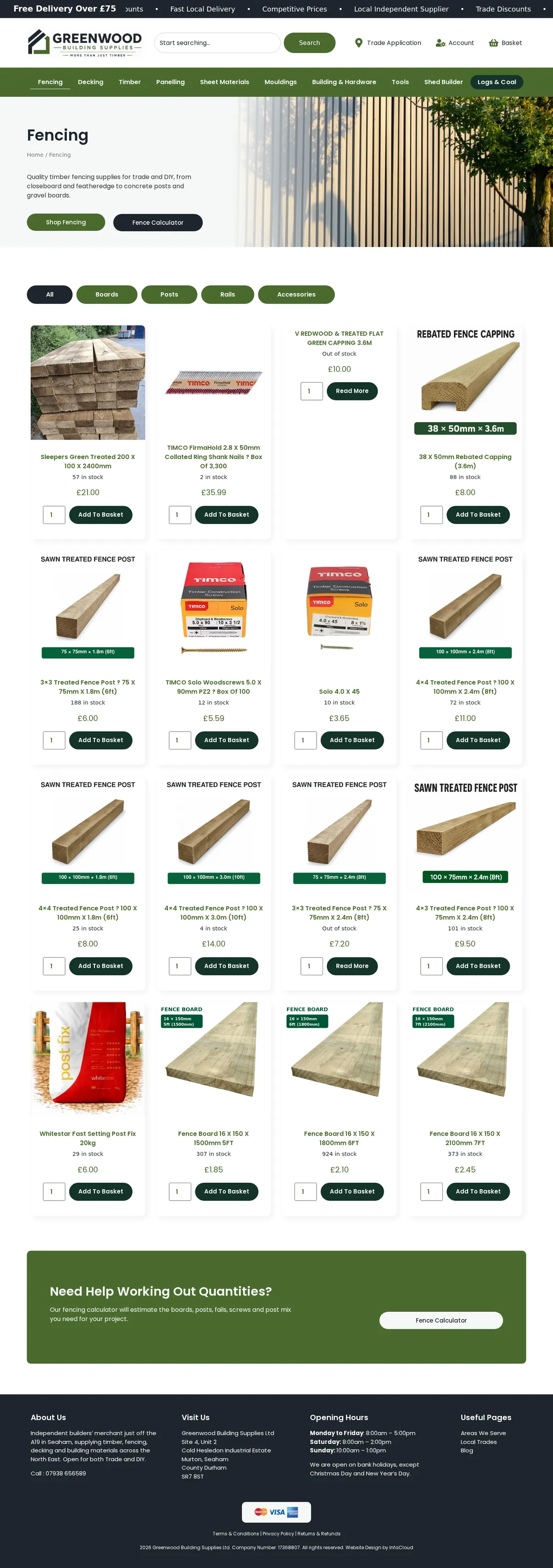 Greenwood Building Supplies - Fencing page