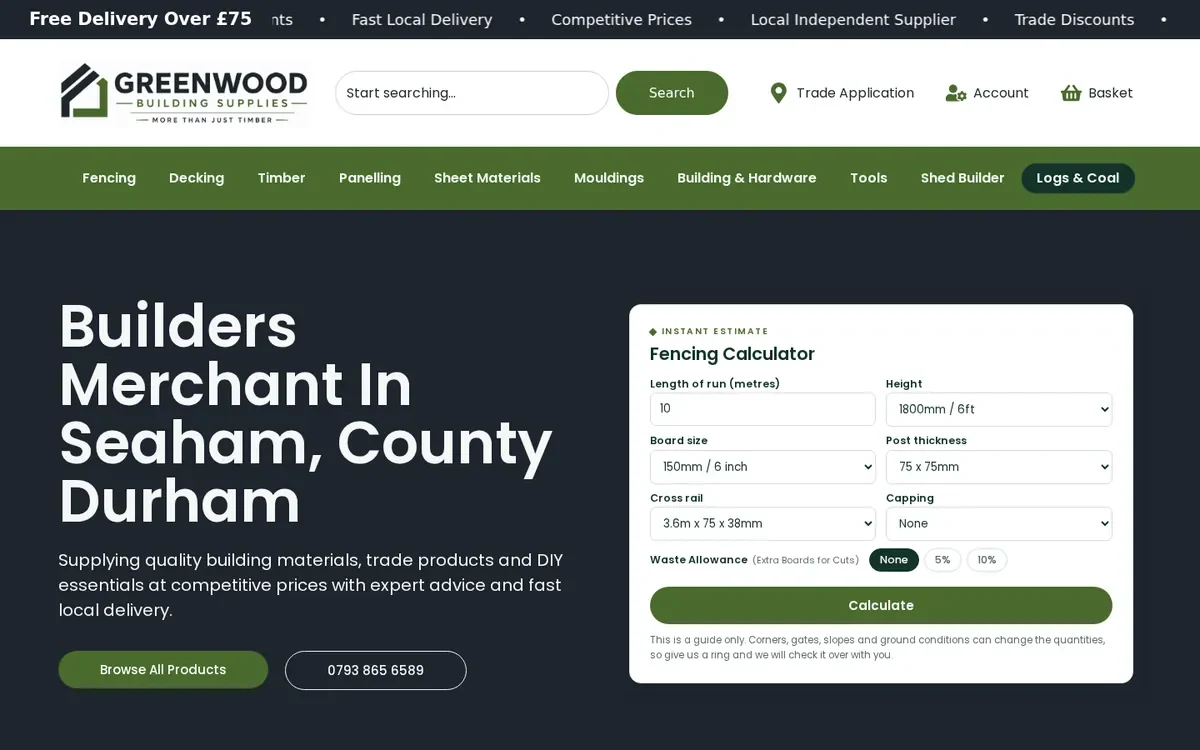 Greenwood Building Supplies website designed by InfaCloud