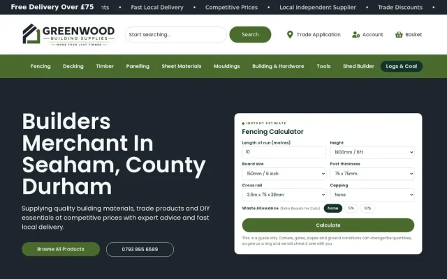 Greenwood Building Supplies website designed by InfaCloud
