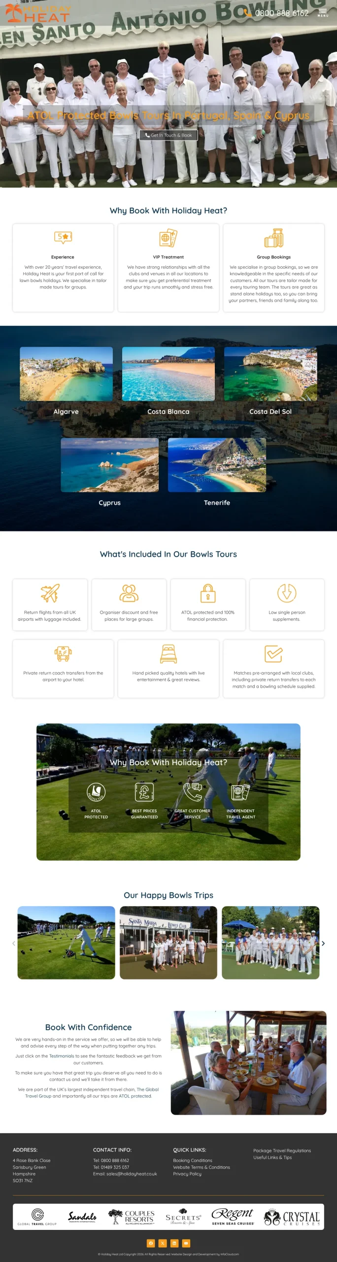 Holiday Heat website homepage on desktop, designed and built by InfaCloud