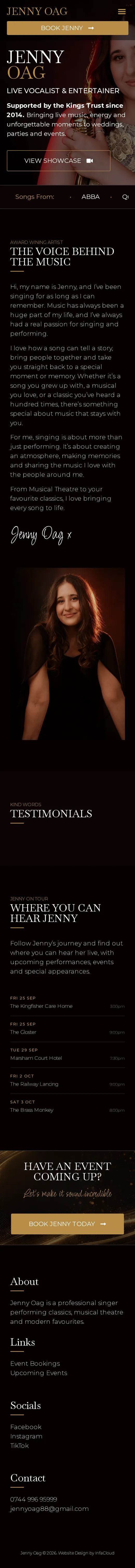 Jenny Oag website on a mobile phone