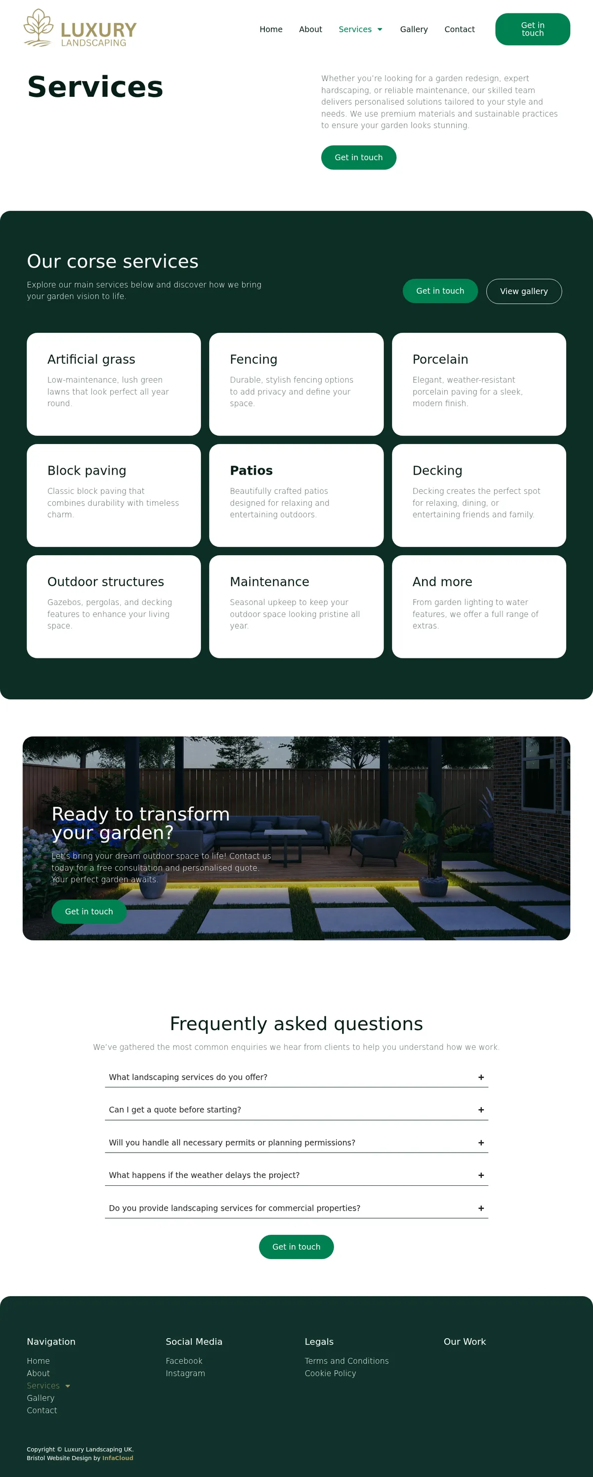 Luxury Landscaping UK - Services page