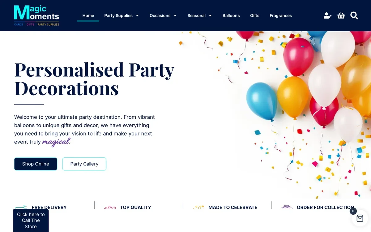 Magic Moments website designed by InfaCloud