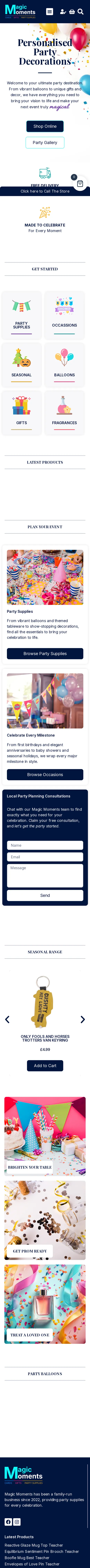 Magic Moments website on a mobile phone