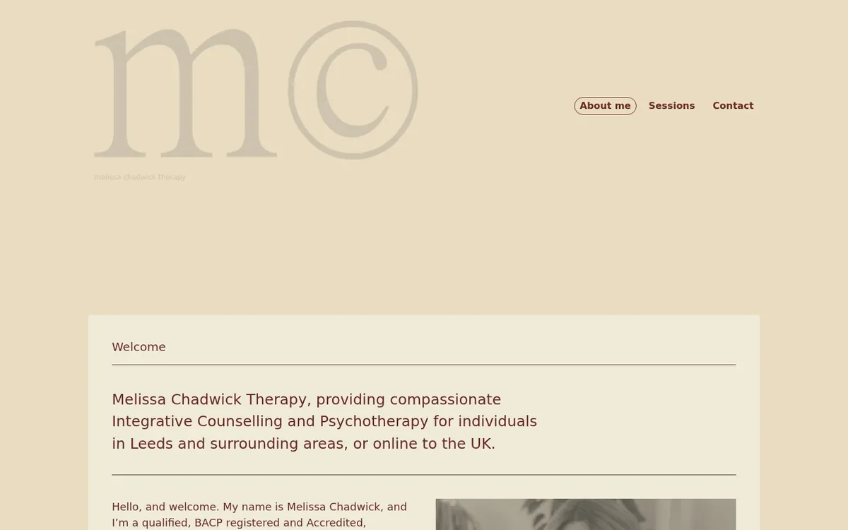 Melissa Chadwick Therapy website designed by InfaCloud