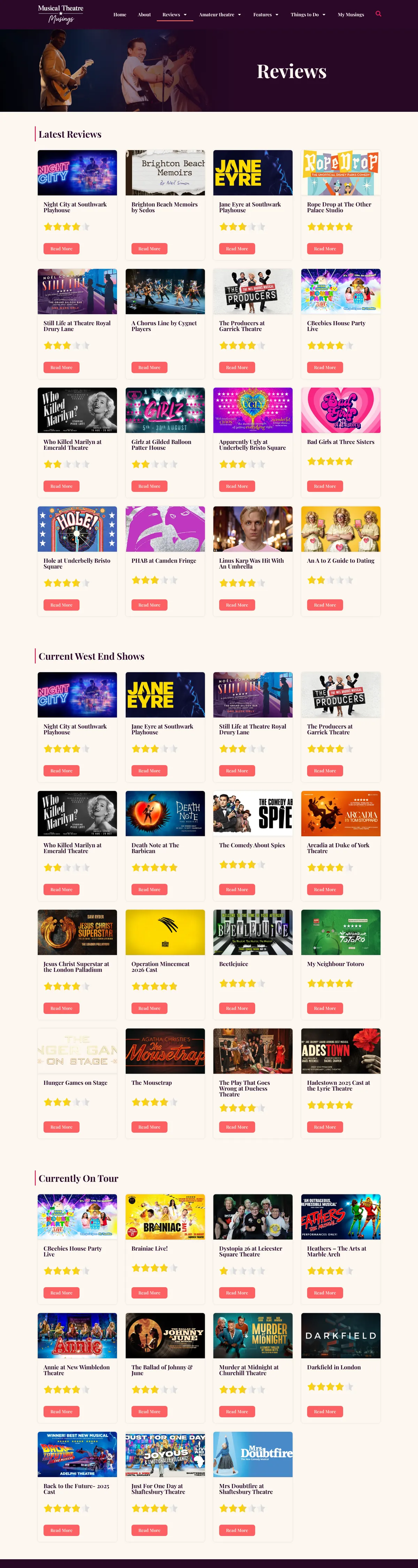 Musical Theatre Musings - Reviews page