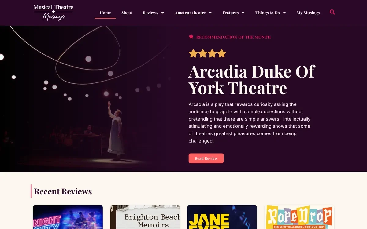 Musical Theatre Musings website designed by InfaCloud