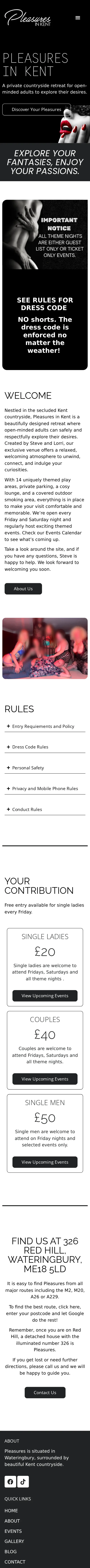Pleasures in Kent website on a mobile phone