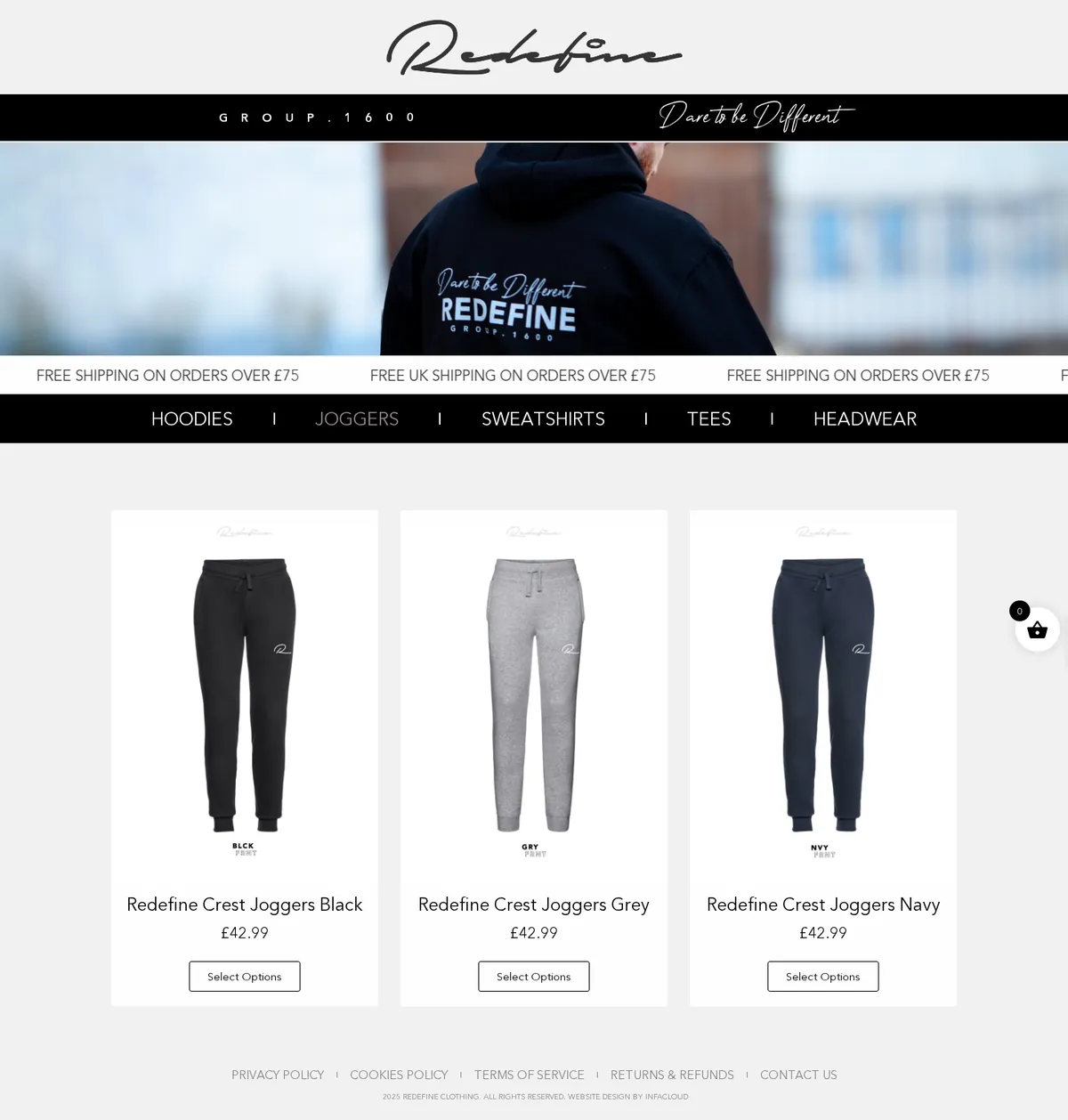 Redefine Clothing - Joggers page