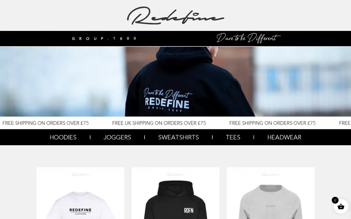 Redefine Clothing website designed by InfaCloud