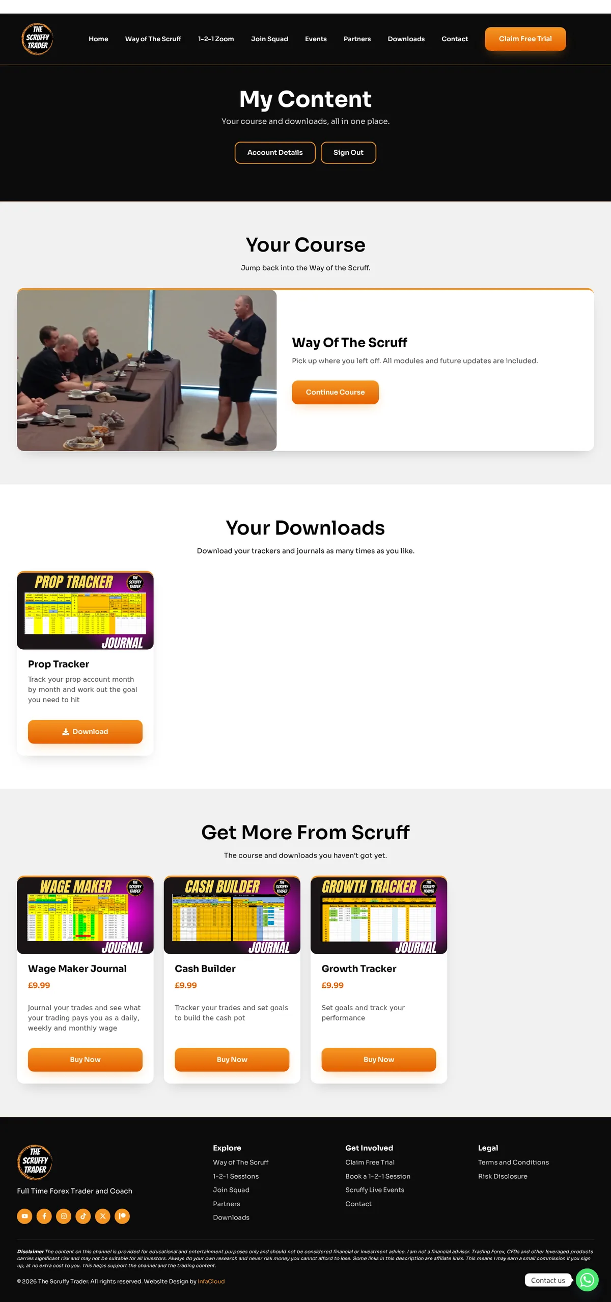 The Scruffy Trader website page