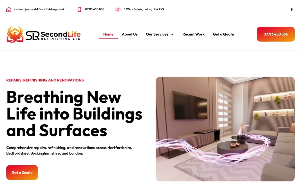 Second Life Refinishing website designed by InfaCloud