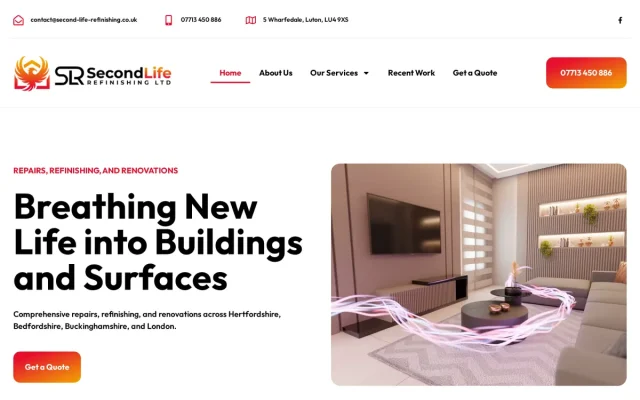 Second Life Refinishing website designed by InfaCloud