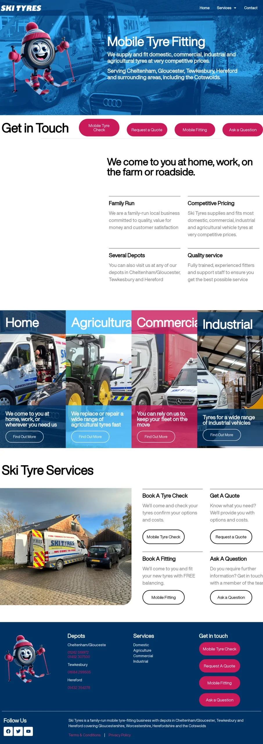 Ski Tyres website homepage on desktop, designed and built by InfaCloud