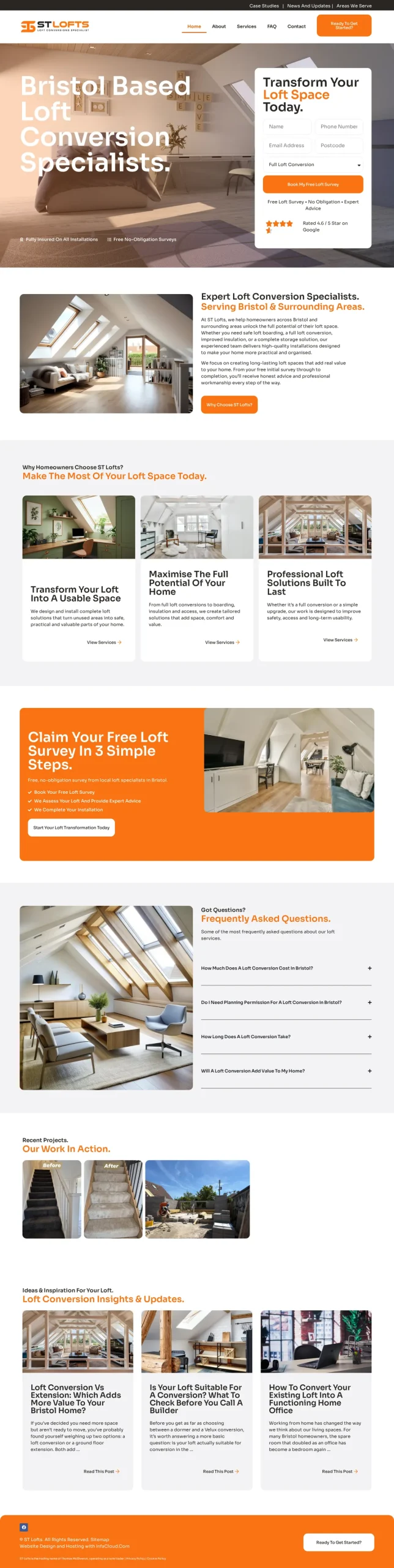 ST Lofts website homepage on desktop, designed and built by InfaCloud