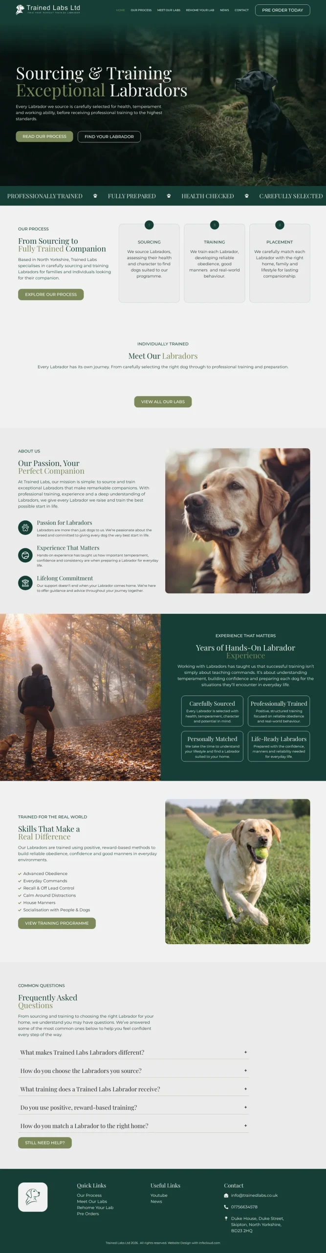 Trained Labs website homepage on desktop, designed and built by InfaCloud