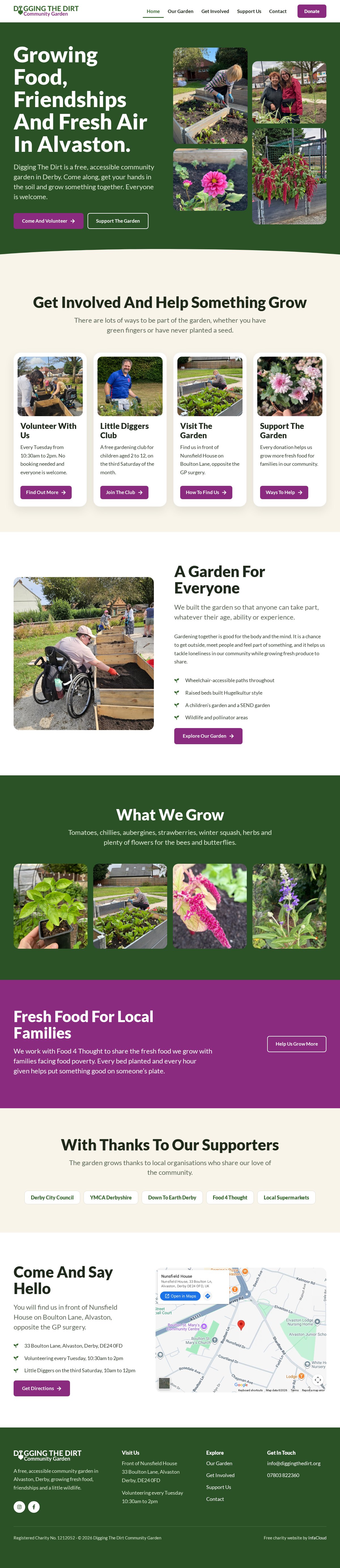 Digging The Dirt Community Garden website on desktop, designed and built by InfaCloud