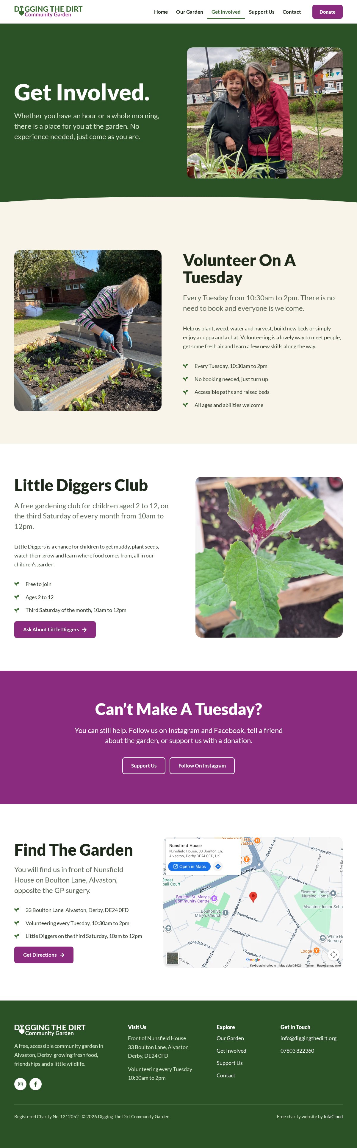 Digging The Dirt Community Garden website page