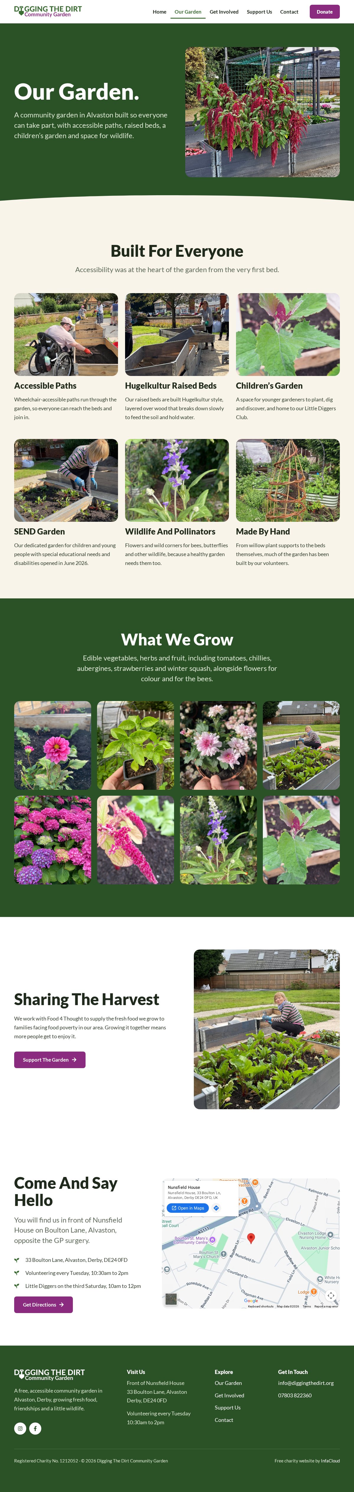 Digging The Dirt Community Garden website page